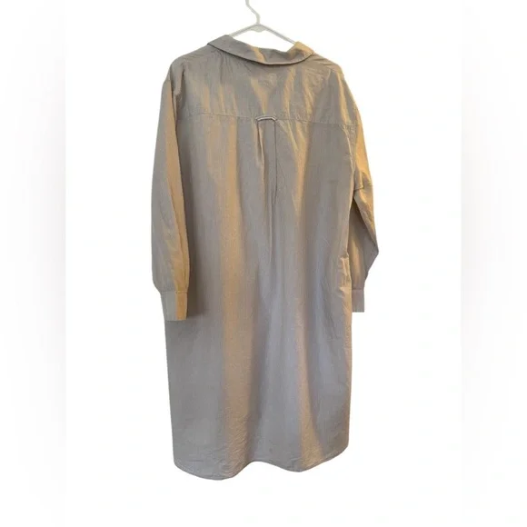 Mersea Essential Collar Popover Shirt Dress Beige White Stripes Size L/XL